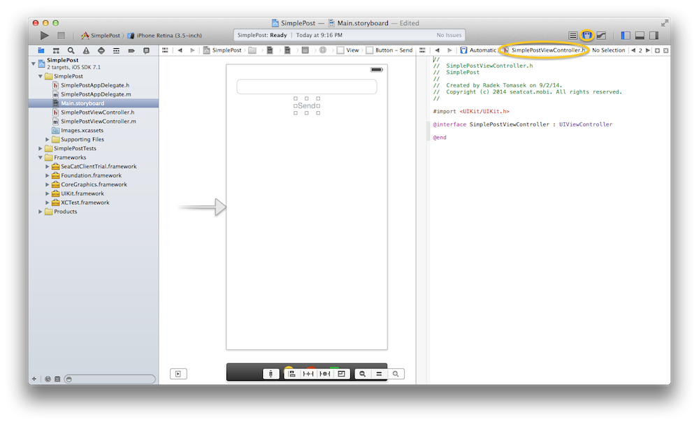 Xcode assistant editor init