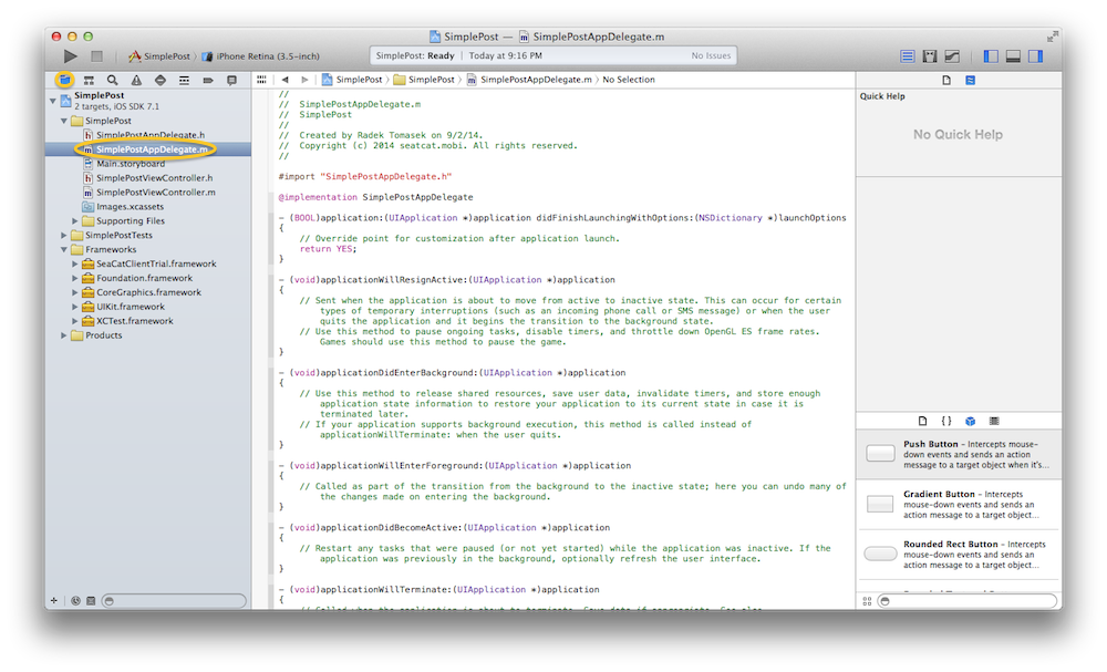 Modification of AppDelegateFile.m in Xcode