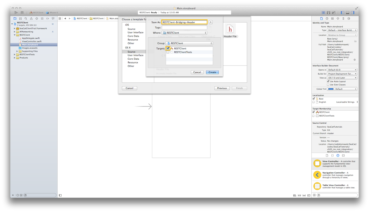 Xcode final creation of the file